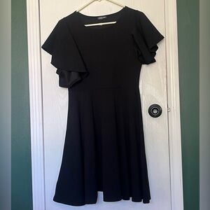 Fashionolic Black Flutter Sleeve Skater Dress